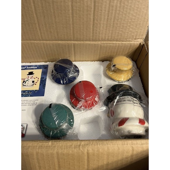 Temptations 5-Piece Snowman Entertaining Tea Set NIB. 48oz Teapot & 4 12oz Mugs - Picture 13 of 13